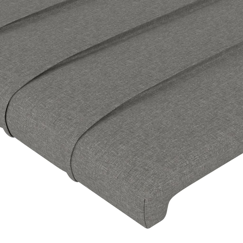 vidaXL Tăblie de pat cu aripioare gri închis 147x16x78/88 cm textil