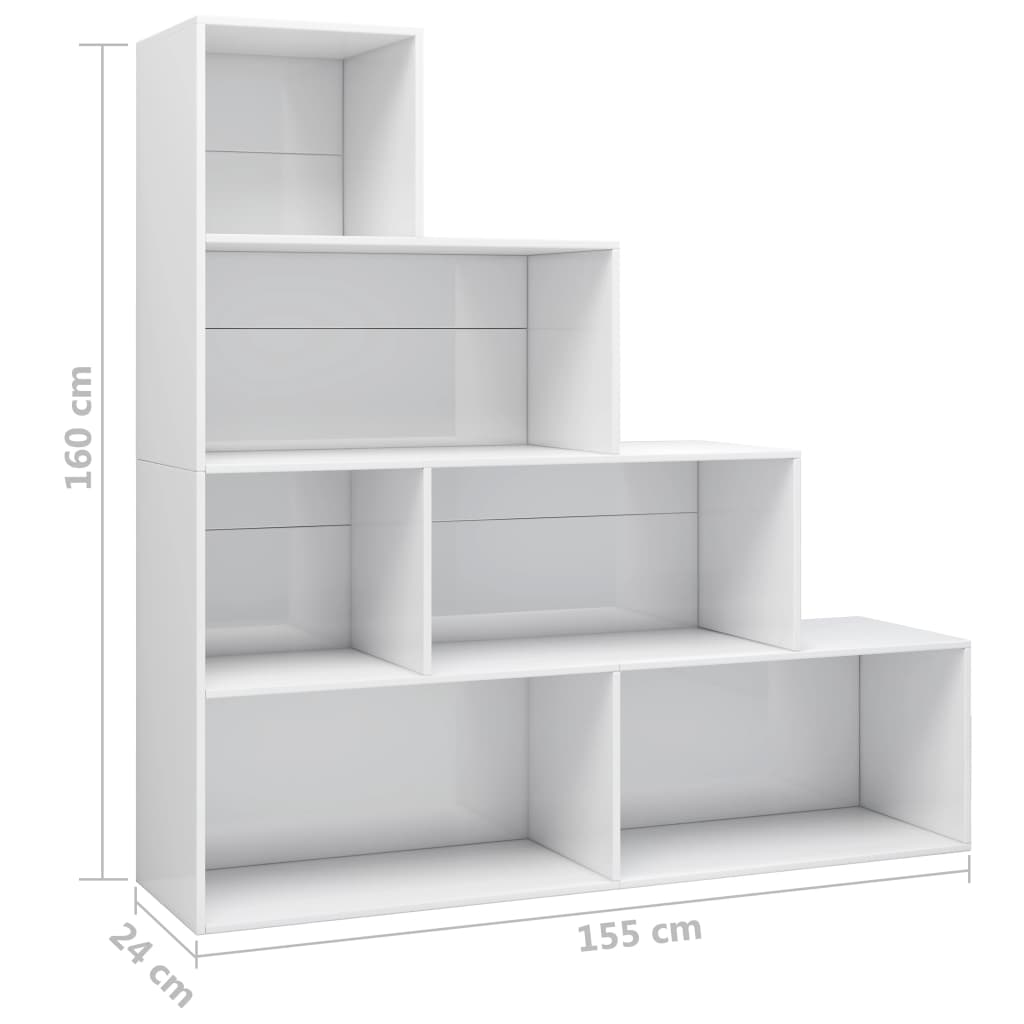 vidaXL Bibliotecă/Separator cameră alb extralucios 155x24x160 cm PAL