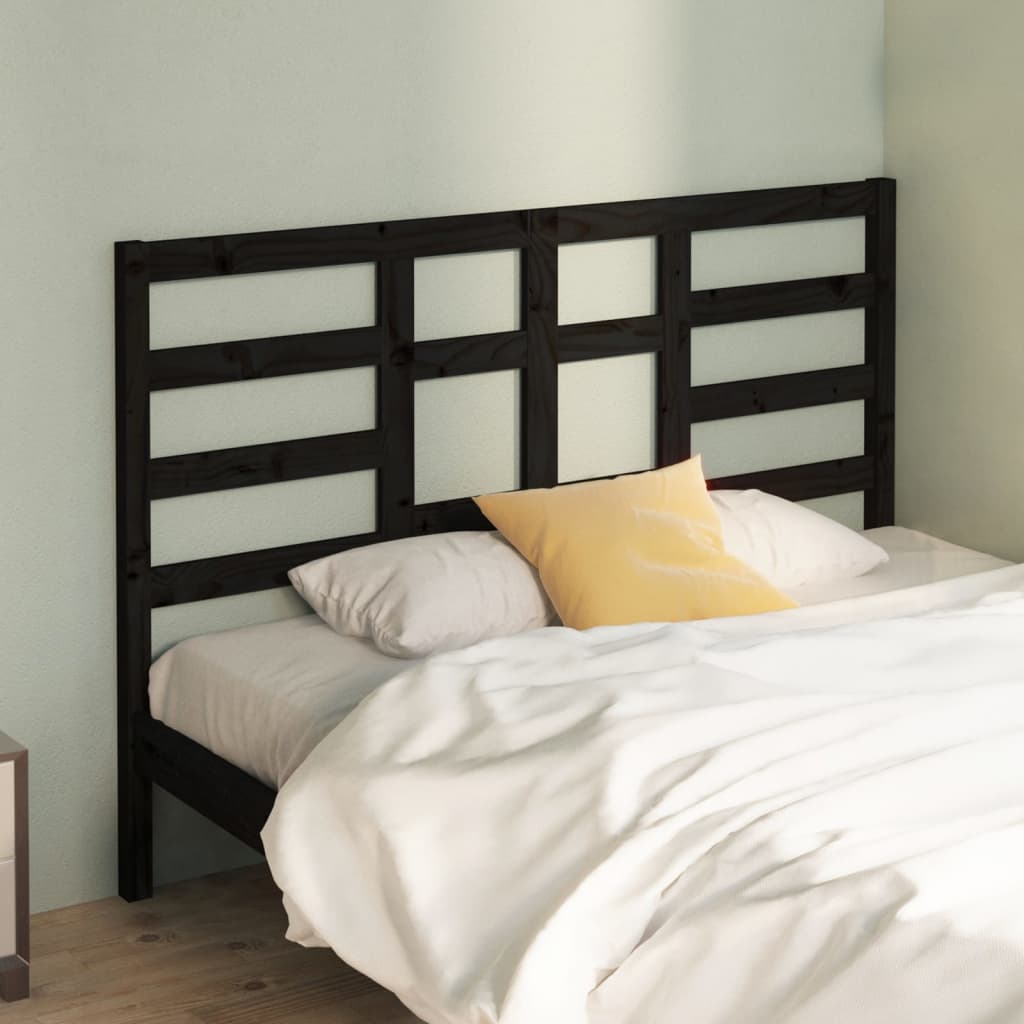 vidaXL Tăblie de pat, negru, 126x4x104 cm, lemn masiv de pin