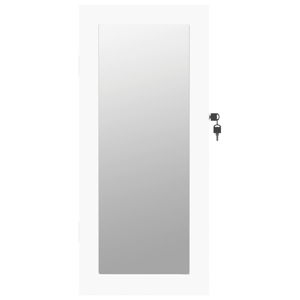 vidaXL Dulap de bijuterii cu oglindă de perete, alb, 30x8,5x67 cm