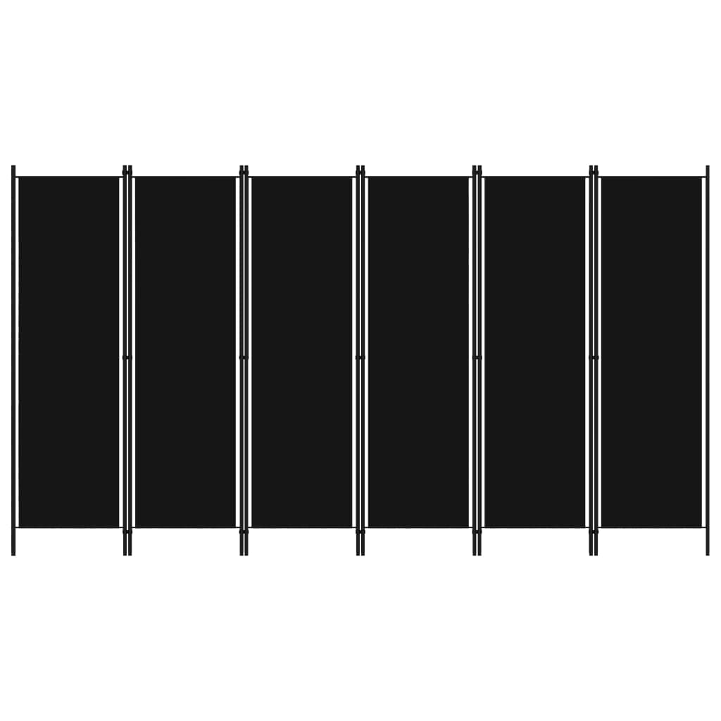 vidaXL Paravan de cameră cu 6 panouri, negru, 300 x 180 cm