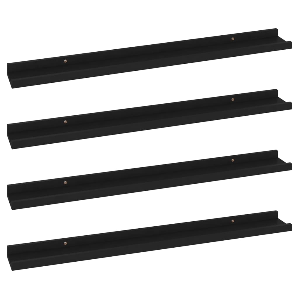 vidaXL Rafturi de perete, 4 buc., negru, 80x9x3 cm