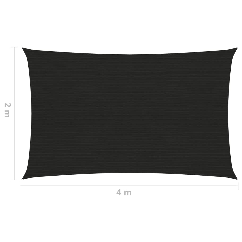 vidaXL Pânză parasolar, negru, 2x4 m, HDPE, 160 g/m²