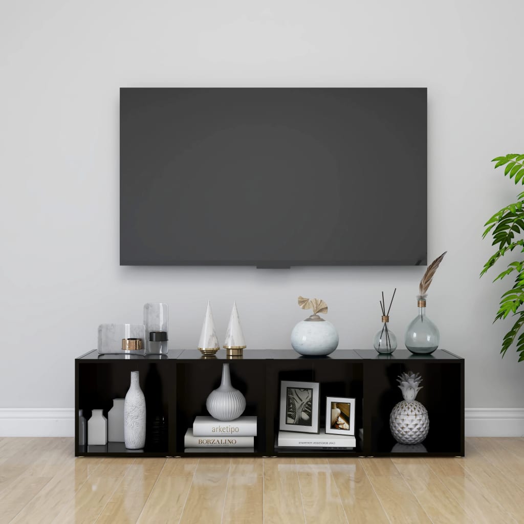 vidaXL Comode TV, 2 buc., negru, 37x35x37 cm, PAL