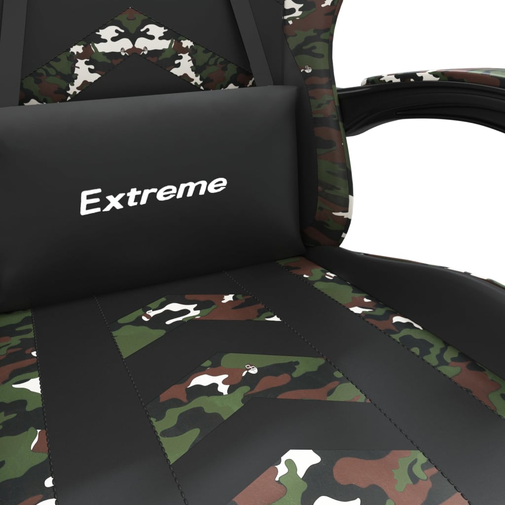 vidaXL Scaun de gaming cu suport picioare negru/camuflaj piele eco