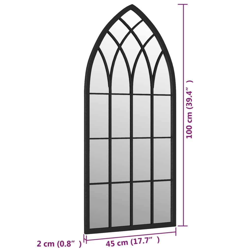 vidaXL Oglindă, negru, 100x45 cm, fier, utilizare în interior