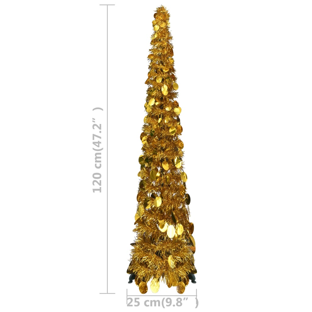 vidaXL Pom de Crăciun artificial tip pop-up, auriu, 120 cm, PET