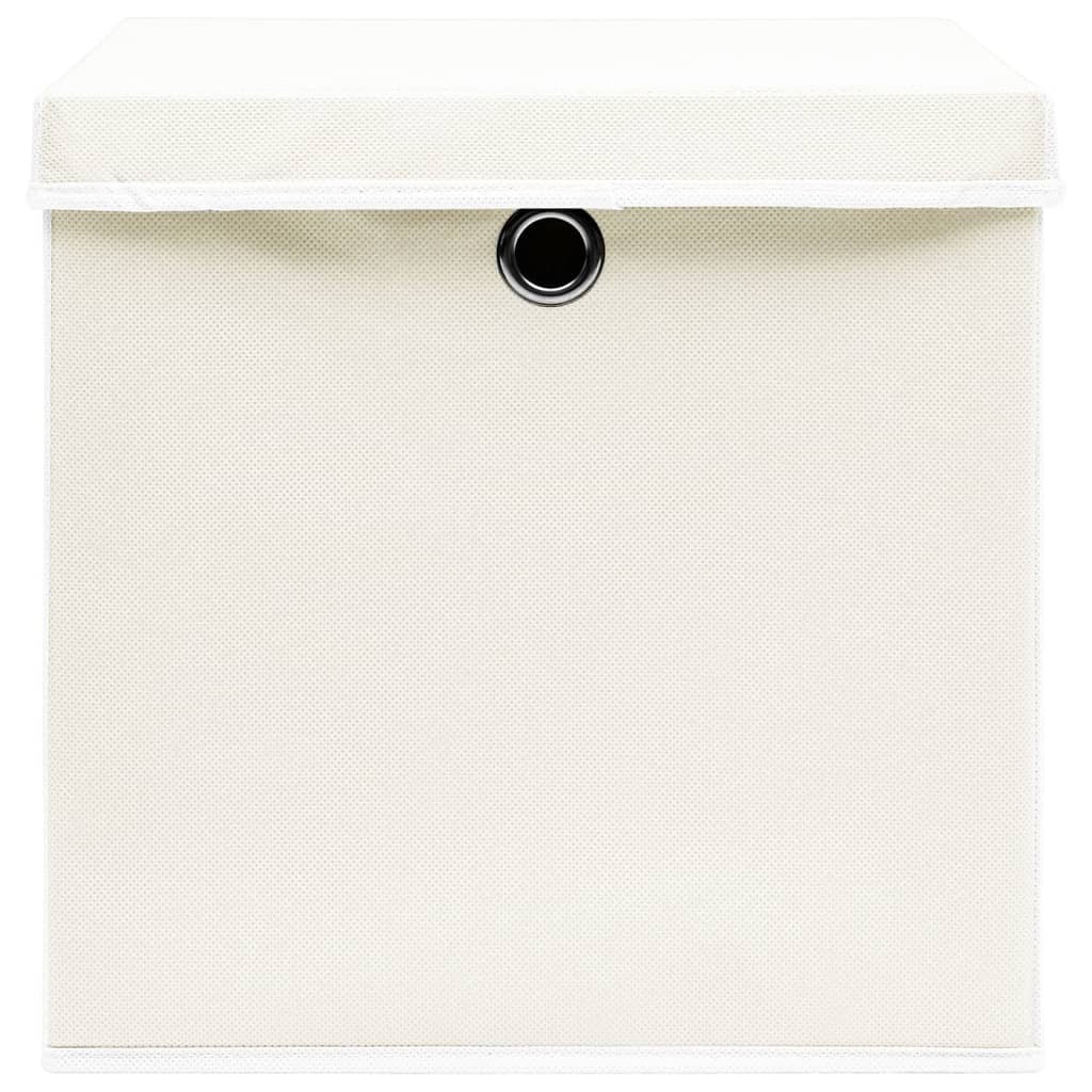 vidaXL Cutii depozitare cu capace 4 buc. alb, 32x32x32 cm, textil