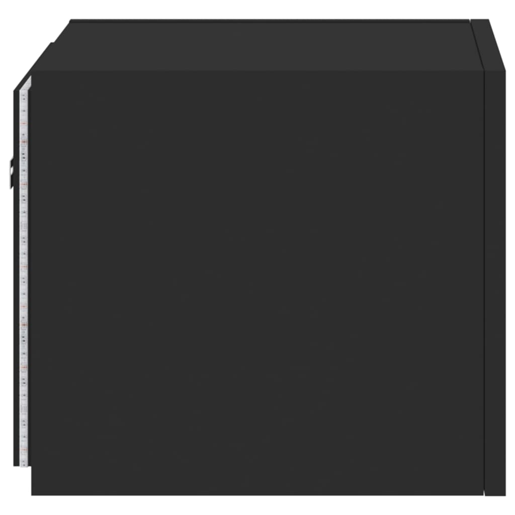 vidaXL Comodă TV de perete cu lumini LED, negru, 30,5x35x30 cm