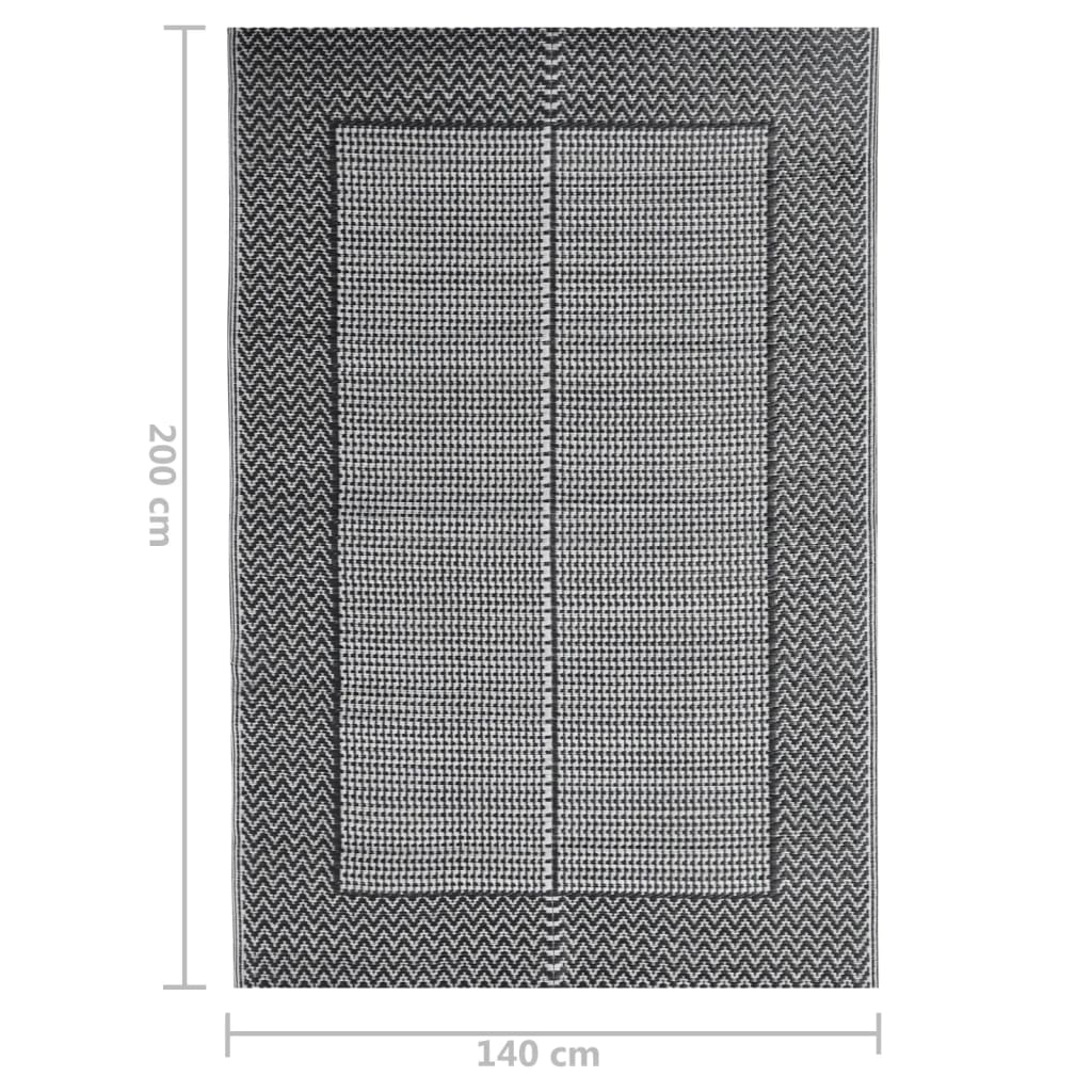 vidaXL Covor de exterior, negru, 140x200 cm, PP