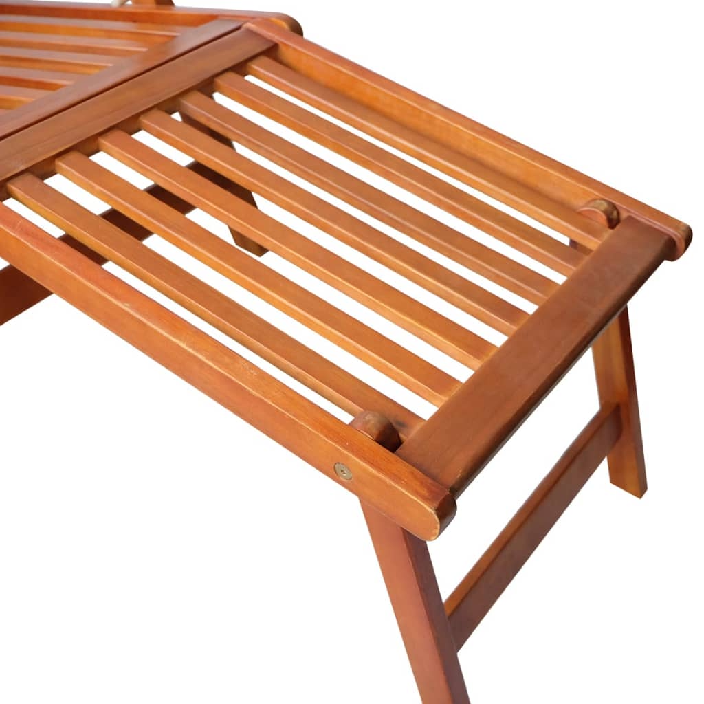 Șezlong din lemn de acacia pentru exterior cu suport pentru picioare