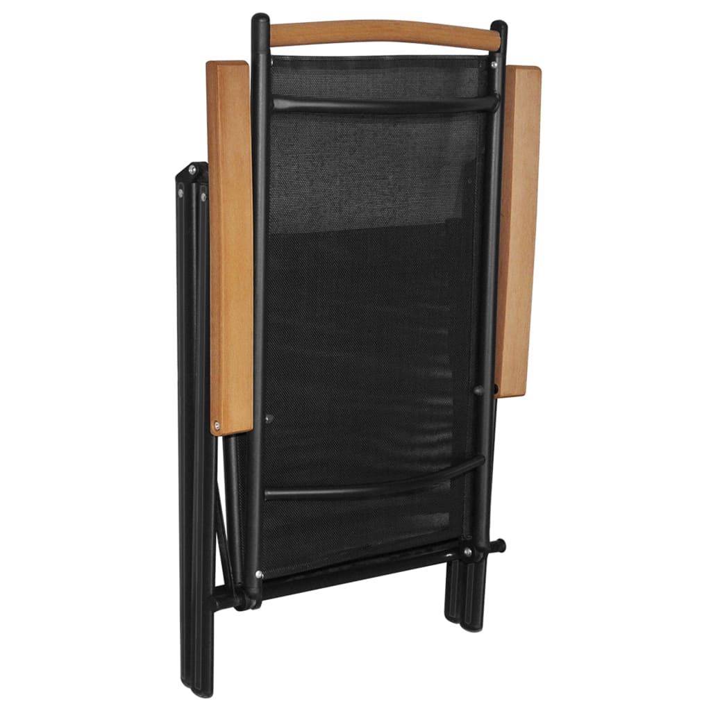 vidaXL Set mobilier exterior, scaune pliante, 5 piese, negru, aluminiu
