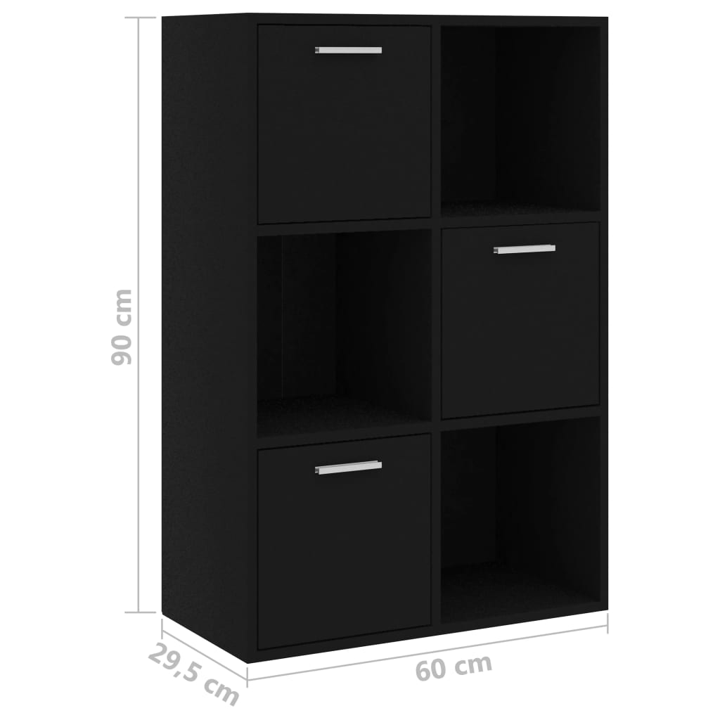 vidaXL Dulap de depozitare, negru, 60 x 29,5 x 90 cm, PAL