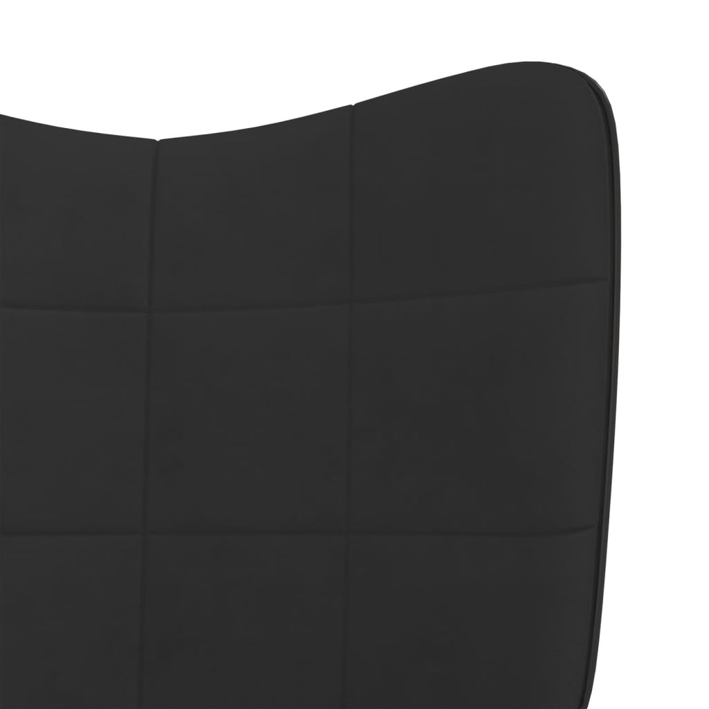 vidaXL Scaun balansoar cu taburet, negru, catifea și PVC