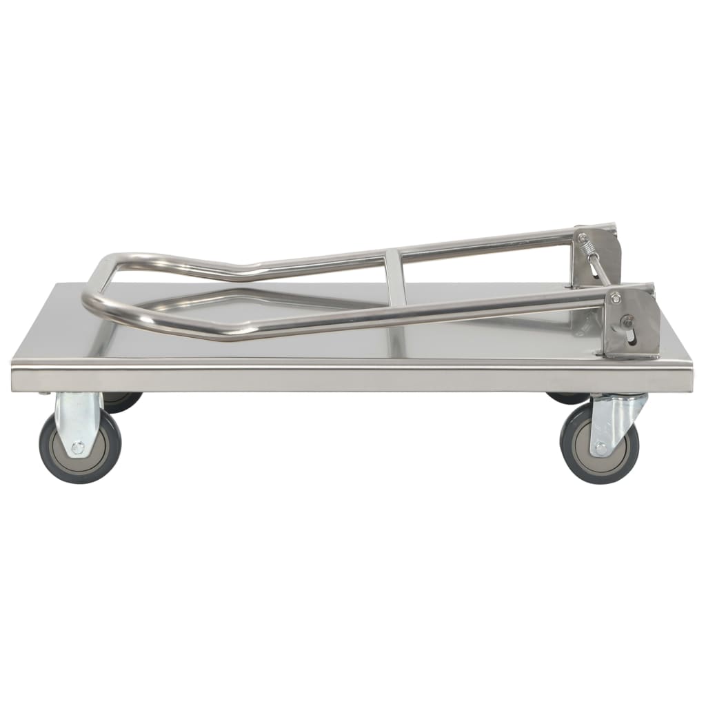 vidaXL Cărucior platformă, argintiu, 82 x 53 x 86 cm, oțel inoxidabil