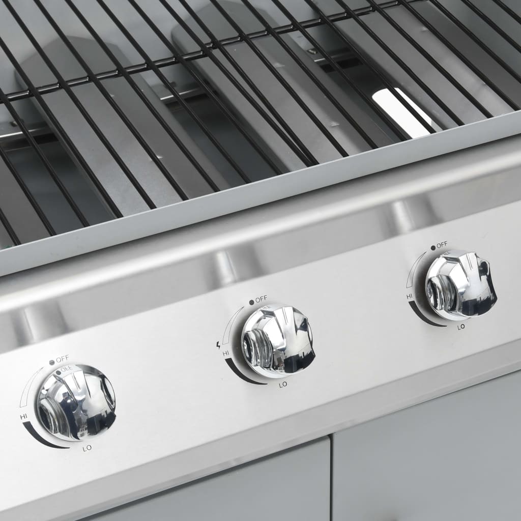 vidaXL Grătar pe gaz, zonă de gătit 4+1, argintiu, oțel inoxidabil
