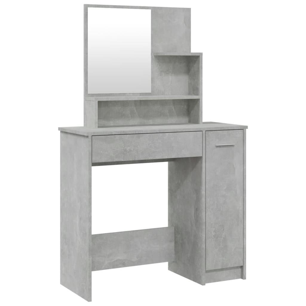 vidaXL Masă de toaletă cu oglindă, gri beton, 86,5x35x136 cm