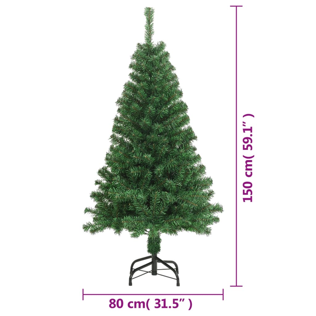 vidaXL Pom de Crăciun artificial cu ramuri groase, verde, 150 cm, PVC