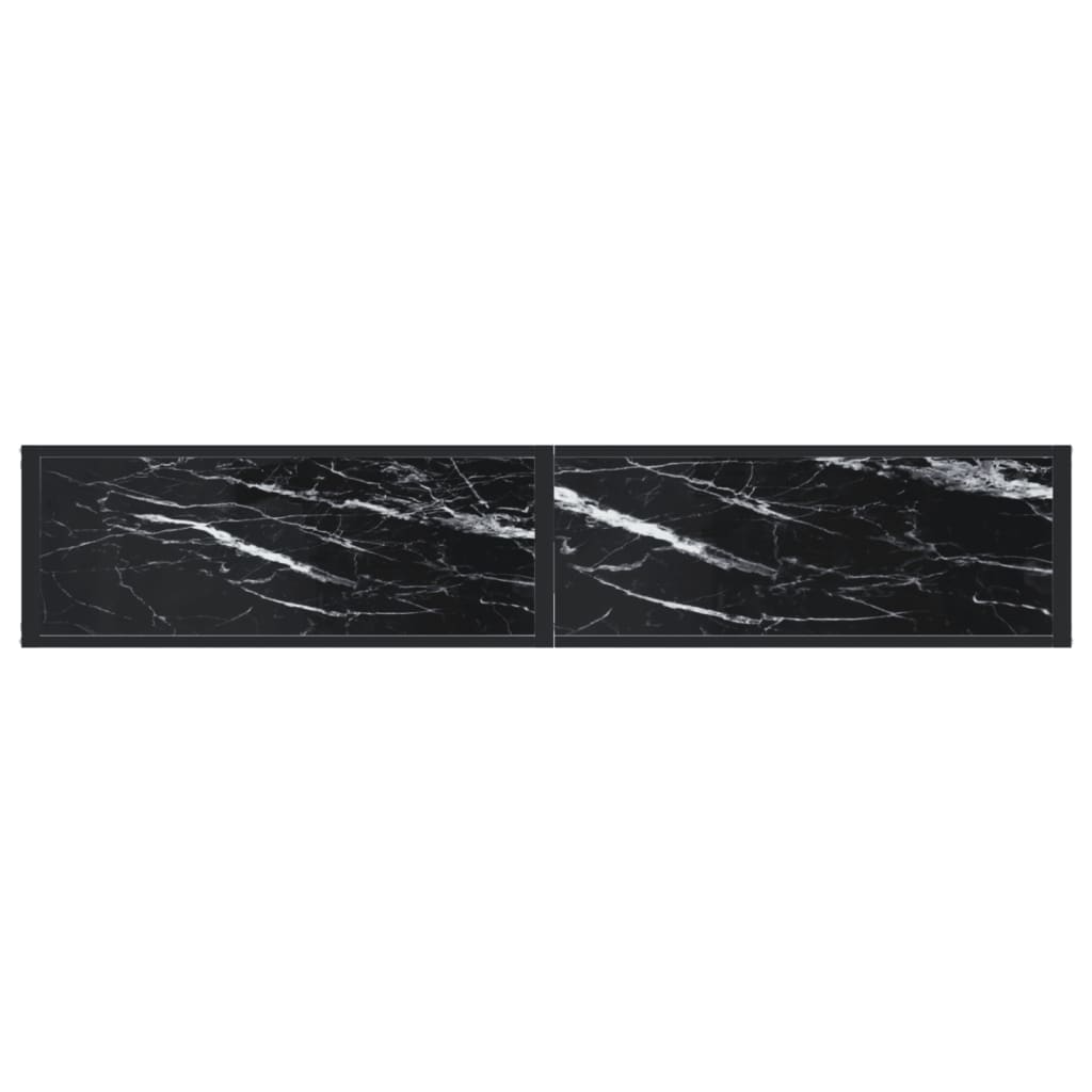 vidaXL Masă consolă, negru marmură, 180x35x75,5 cm, sticlă securizată