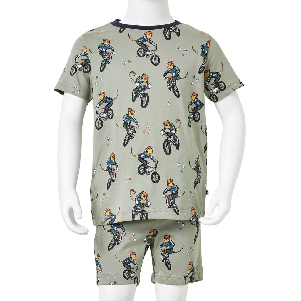 Pijamale pentru copii cu mâneci scurte, kaki deschis, 92
