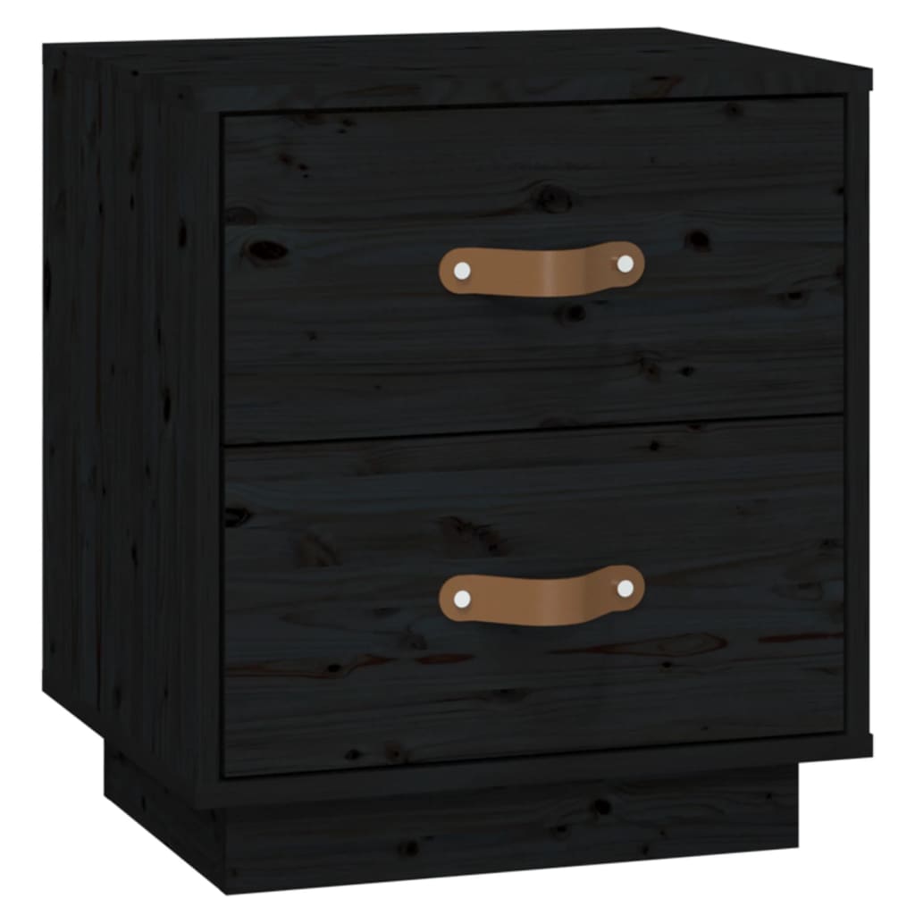 vidaXL Noptiere, 2 buc., negru, 40x34x45 cm, lemn masiv de pin