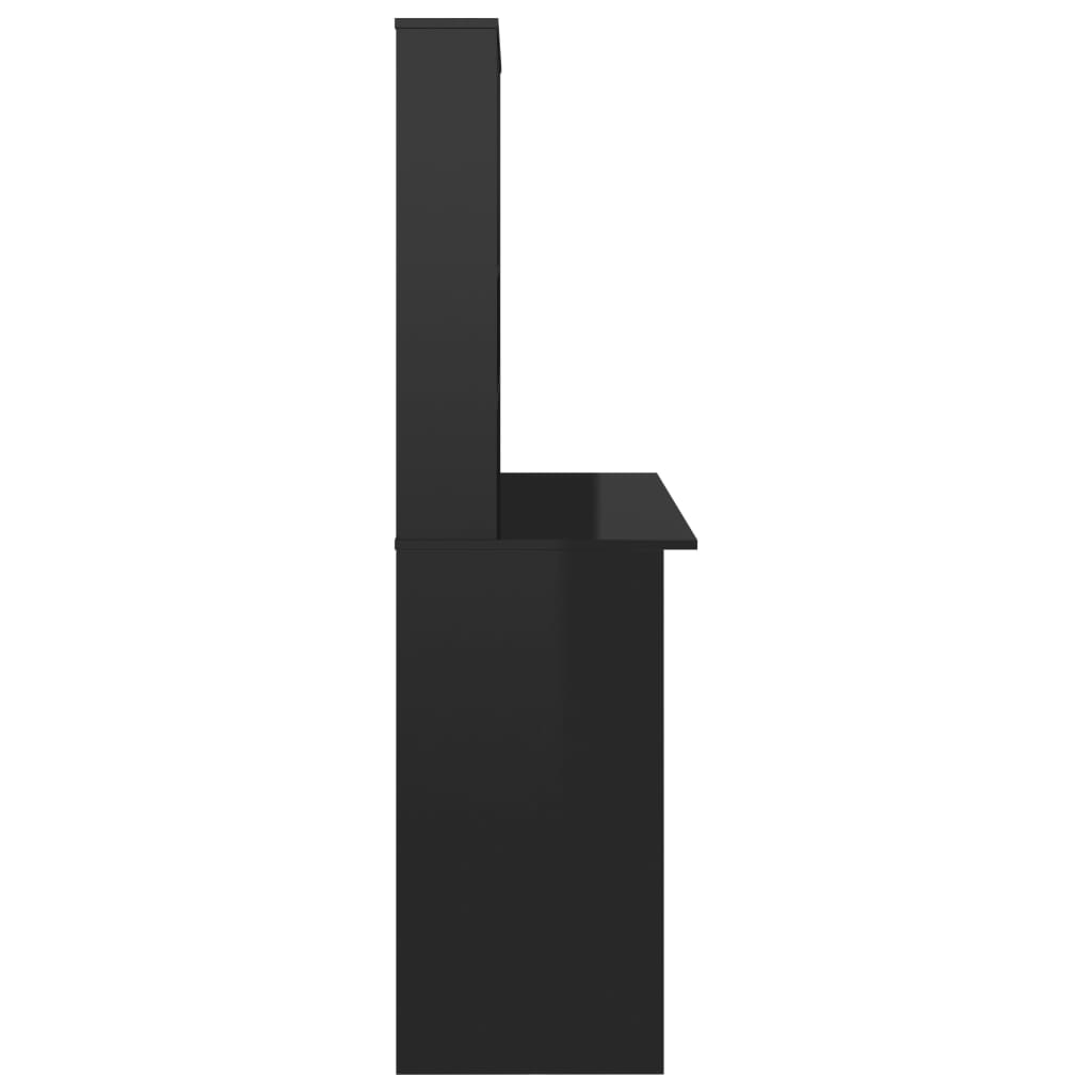 vidaXL Birou cu rafturi, negru extralucios, 110x45x157 cm, PAL