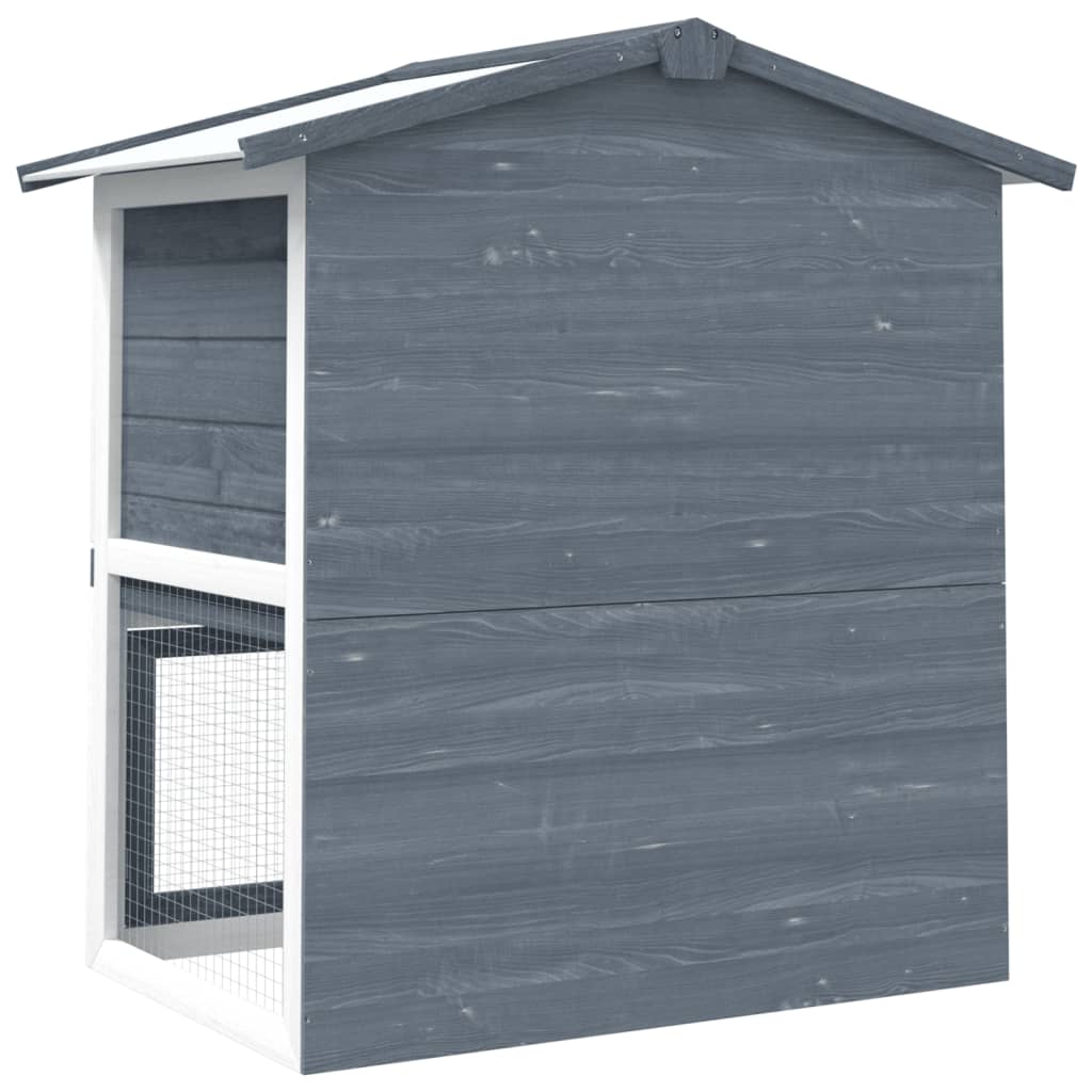 vidaXL Cușcă de iepuri pentru exterior, 3 uși, gri, lemn