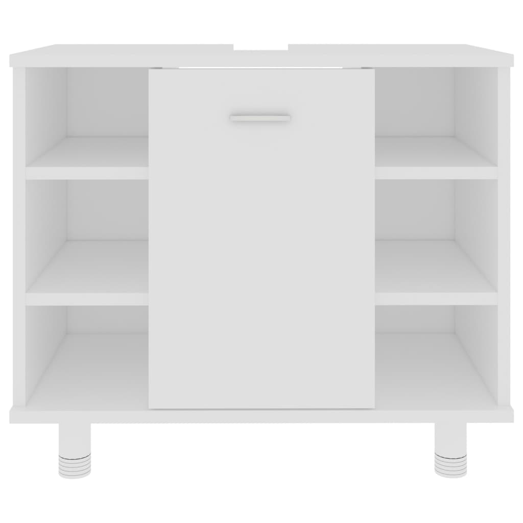 vidaXL Set mobilier de baie, 3 piese, alb, lemn prelucrat