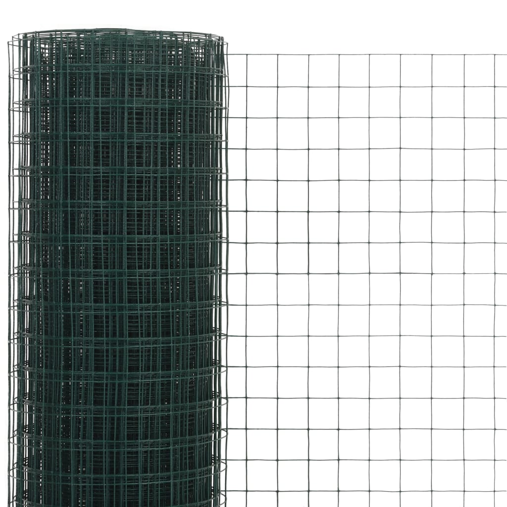 vidaXL Plasă de sârmă găini, verde, 10 x 0,5 m, oțel cu înveliș PVC