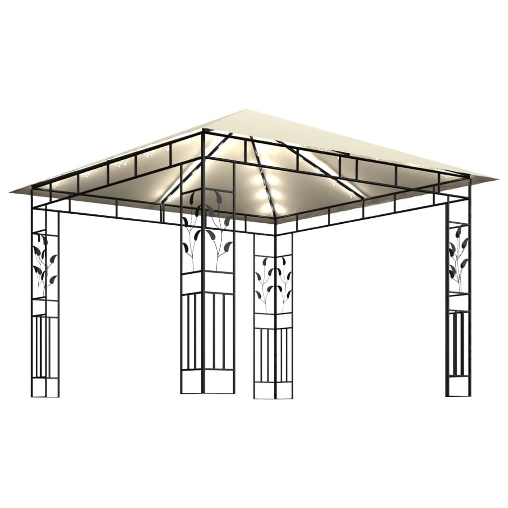 vidaXL Pavilion cu plasă anti-țânțari & lumini LED crem 3x3x2,73m