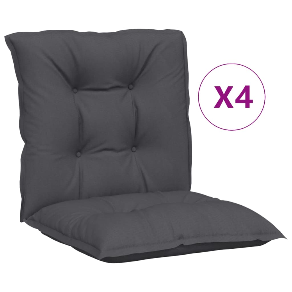 vidaXL Perne scaun cu spătar mic, 4 buc., antracit 100x50x7 cm textil