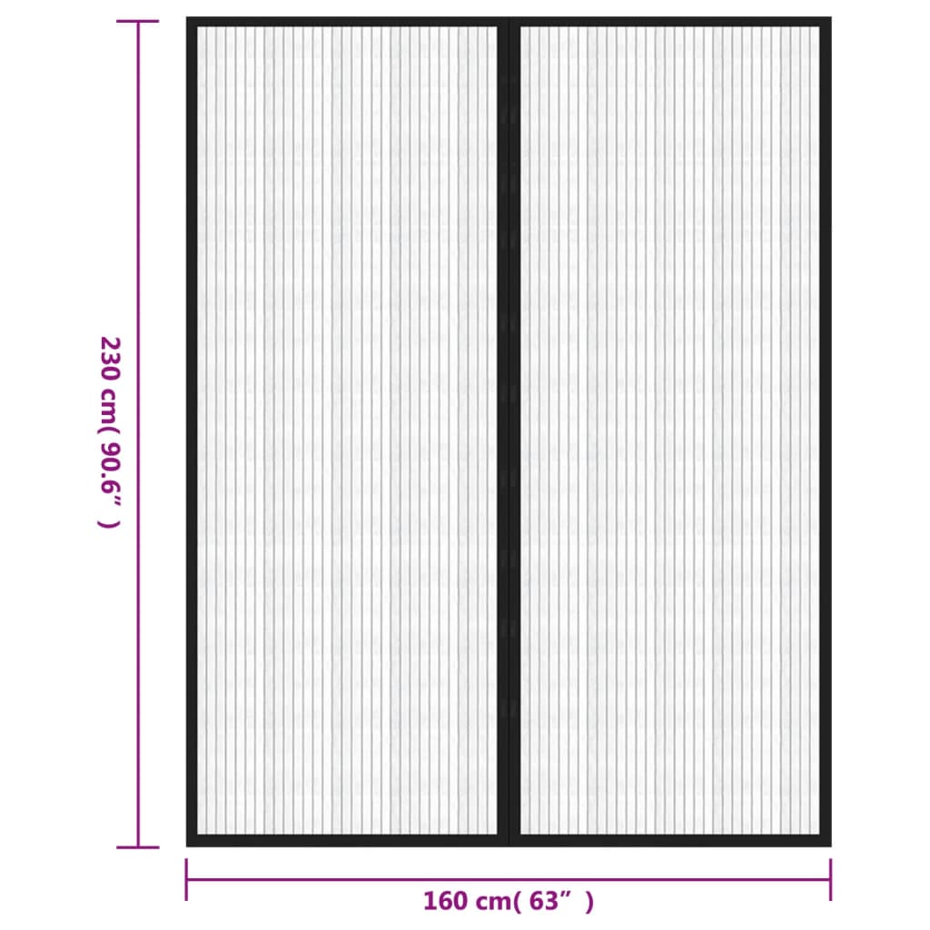 vidaXL Perdele de ușă anti-insecte cu magnet, 2 buc., negru 230x160 cm