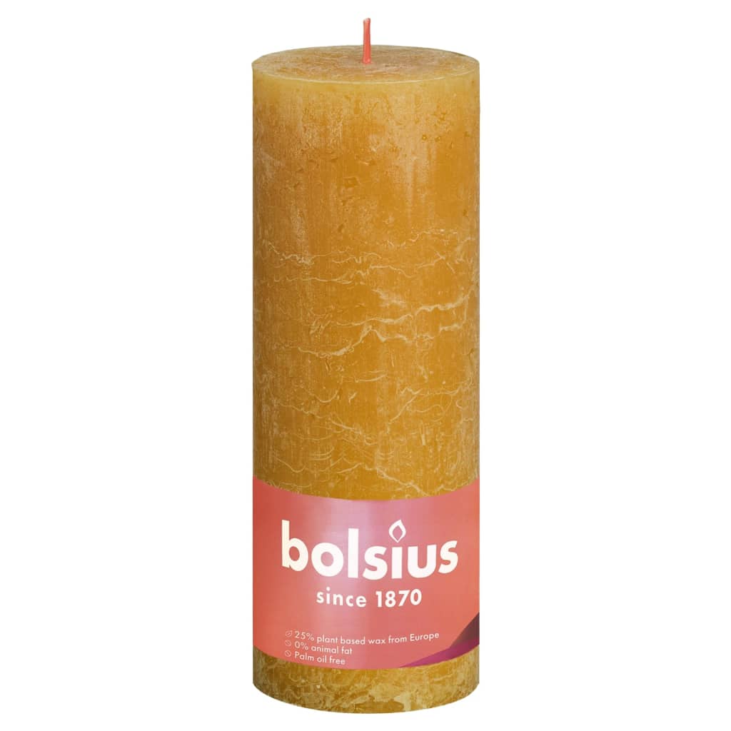 Bolsius Lumânări bloc rustice Shine, 4 buc., galben fagure, 190x68 mm