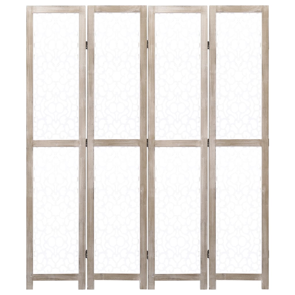 vidaXL Paravan de cameră cu 4 panouri, alb, 140 x 165 cm, lemn masiv