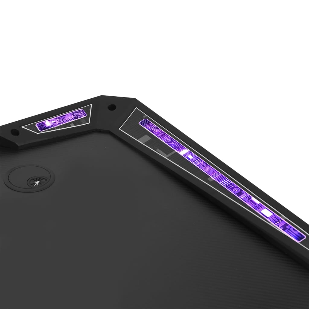 vidaXL Birou de gaming LED cu picioare în formă de Y negru 90x60x75 cm