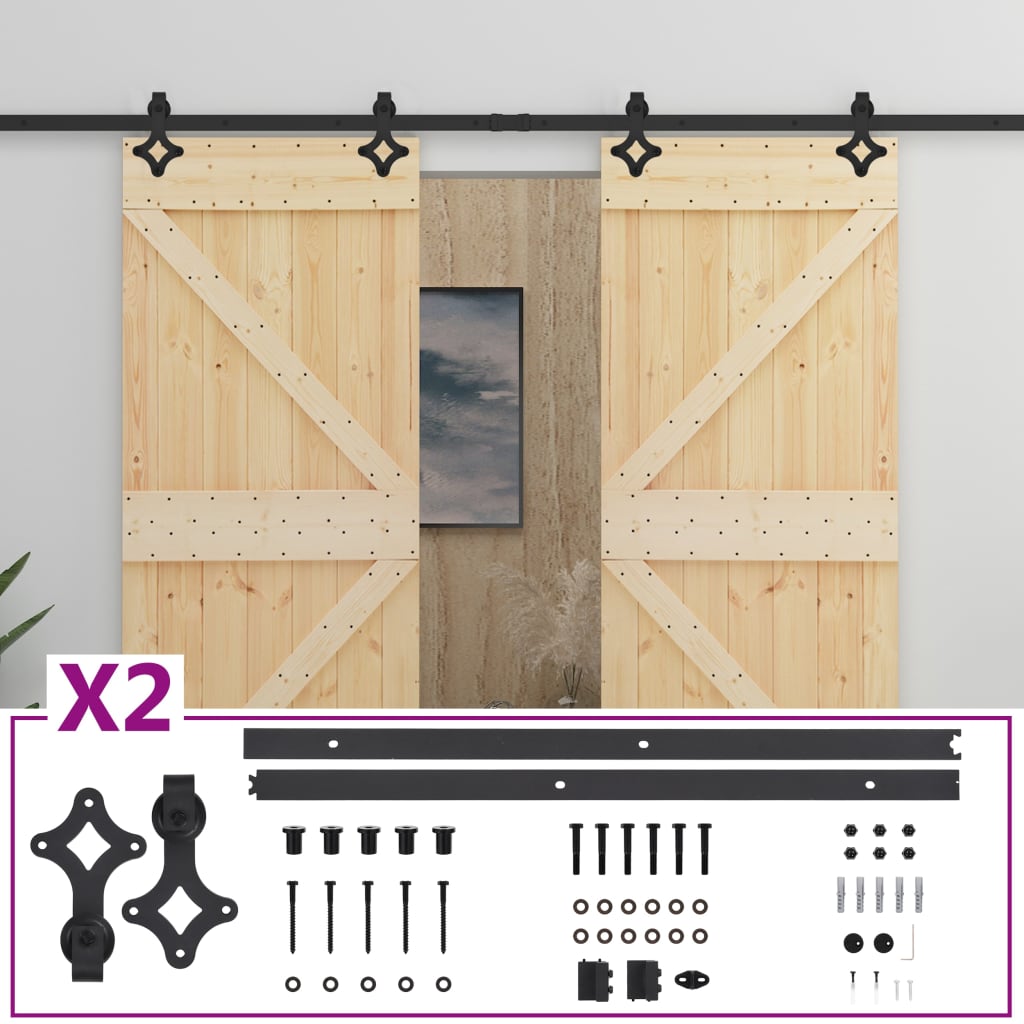 vidaXL Ușă glisantă cu set feronerie, 90 x 210 cm, lemn masiv de pin