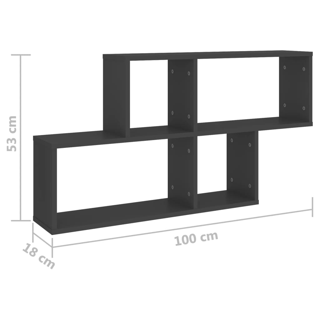 vidaXL Raft de perete, gri, 100x18x53 cm, PAL