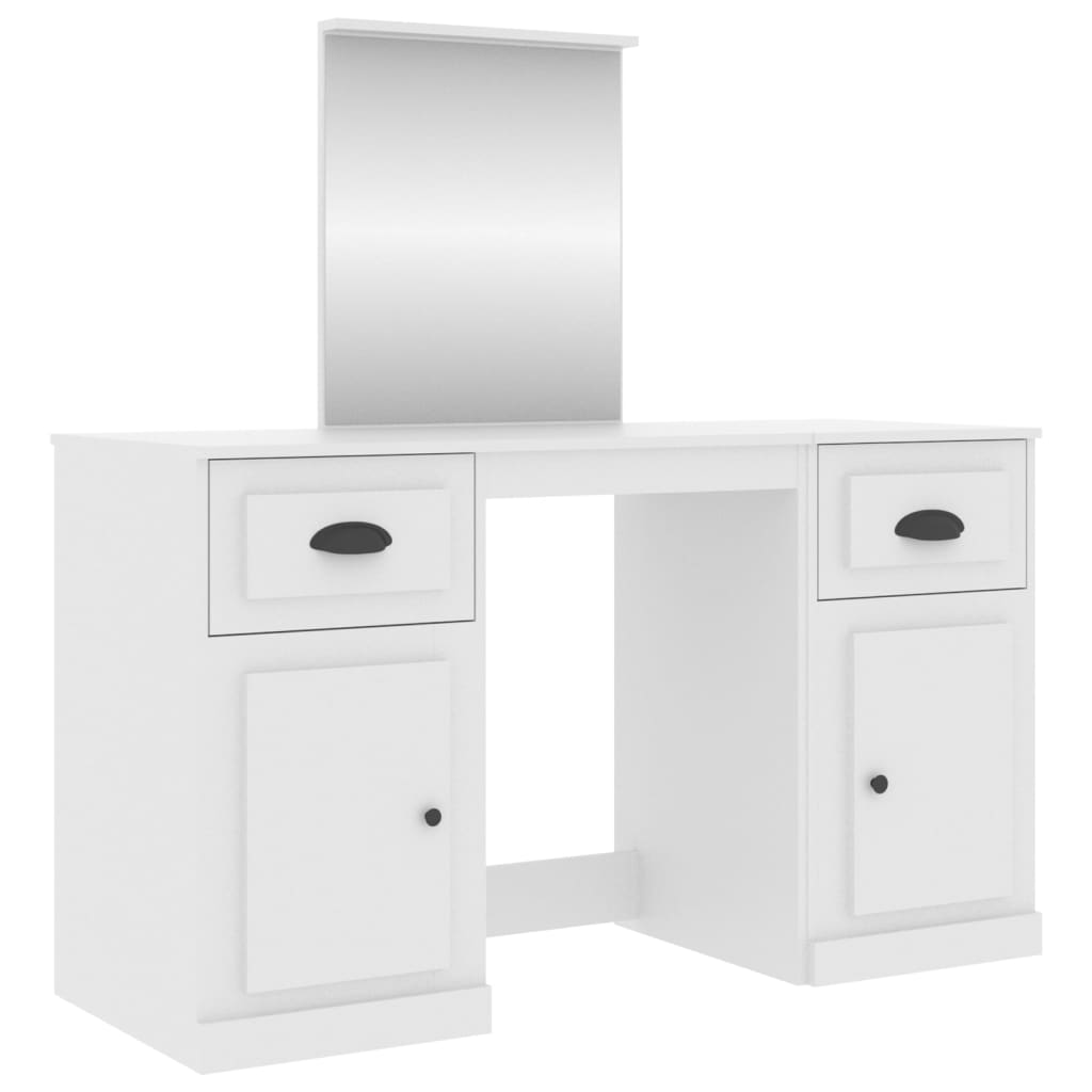 vidaXL Masă de toaletă cu oglindă, alb, 130x50x132,5 cm