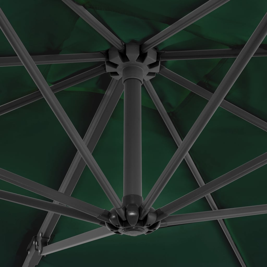 vidaXL Umbrelă suspendată cu stâlp din aluminiu, verde, 250x250 cm