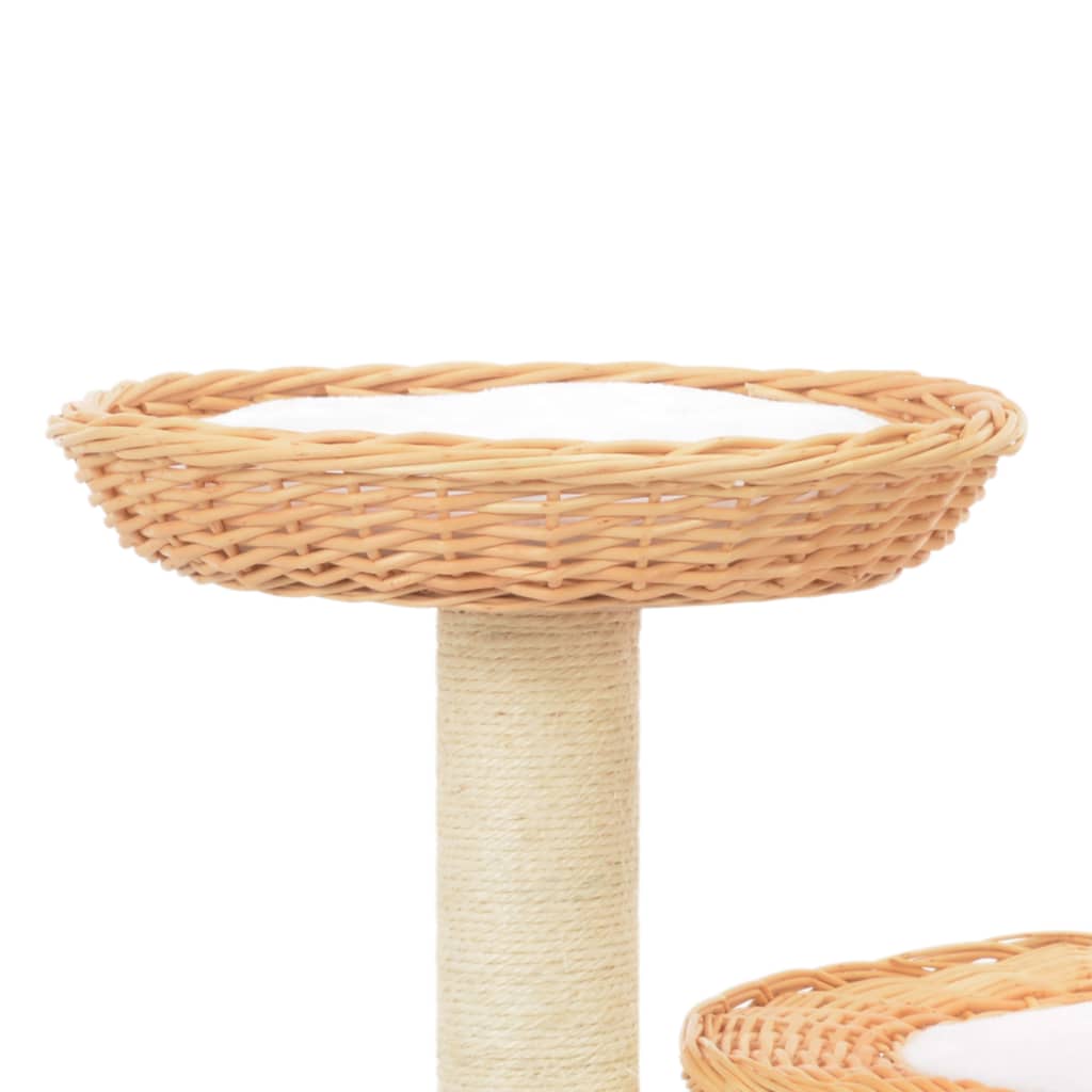 vidaXL Ansamblu pentru pisici cu stâlp funie sisal, lemn de salcie