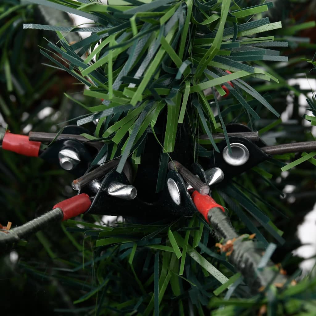 vidaXL Brad de Crăciun cu LED-uri&conuri de pin verde&alb 195cm PVC&PE