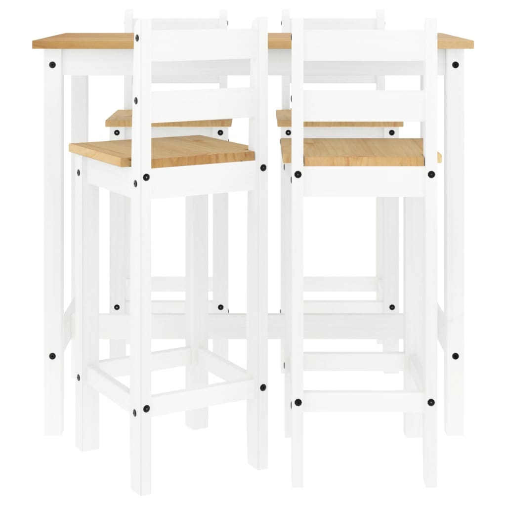 vidaXL Set mobilier de bar, 5 piese, alb, lemn masiv de pin