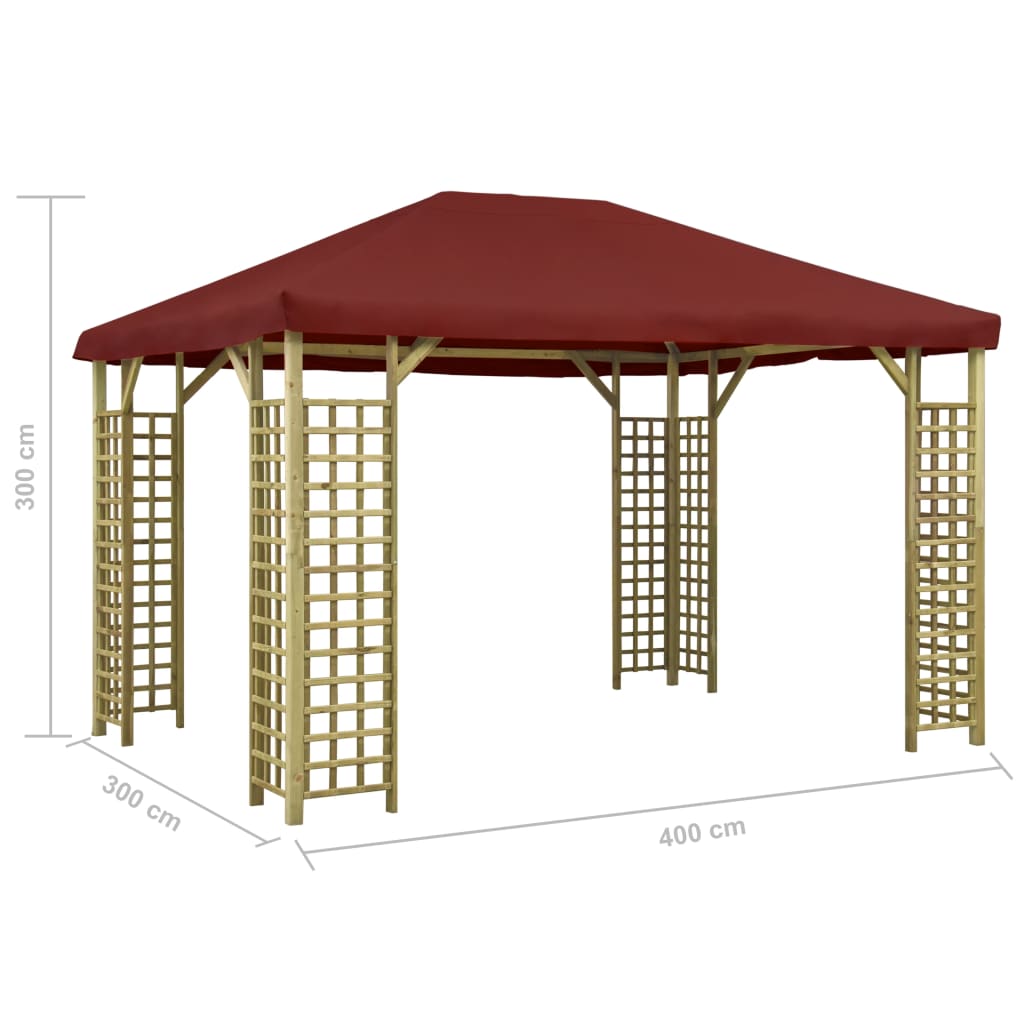 vidaXL Pavilion, roșu bordo, 4 x 3 m (310033+46624)