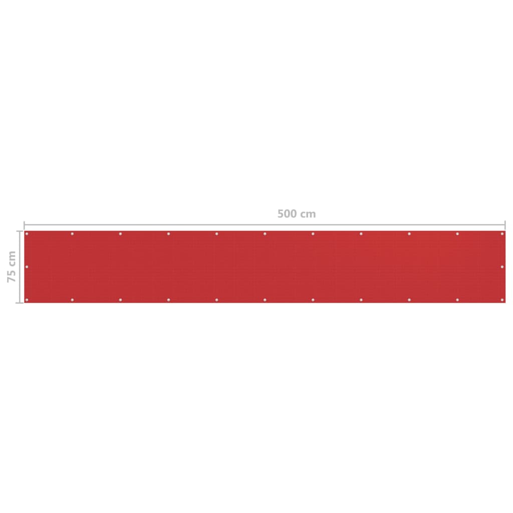 vidaXL Paravan de balcon, roșu, 75 x 500 cm, HDPE