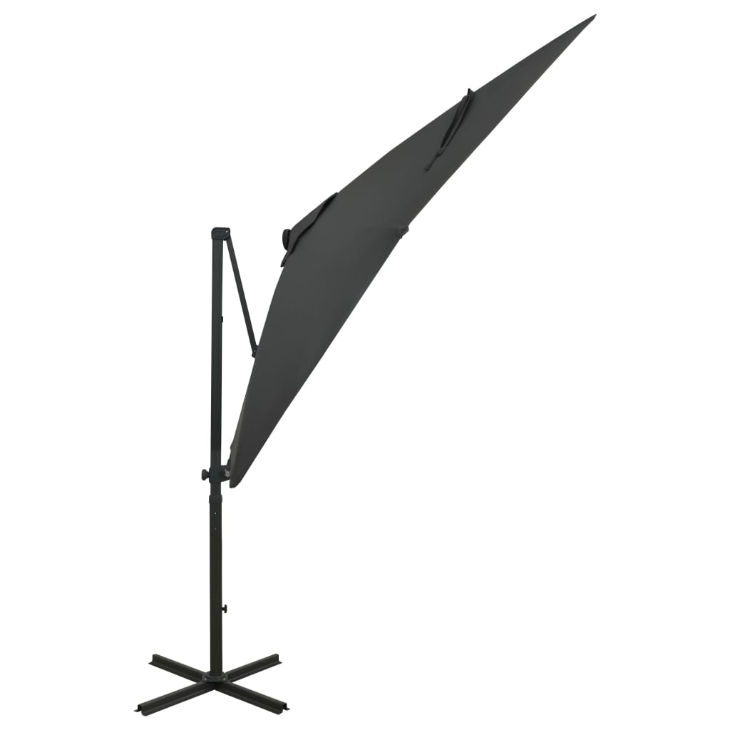 vidaXL Umbrelă suspendată cu stâlp și LED-uri, antracit, 250 cm