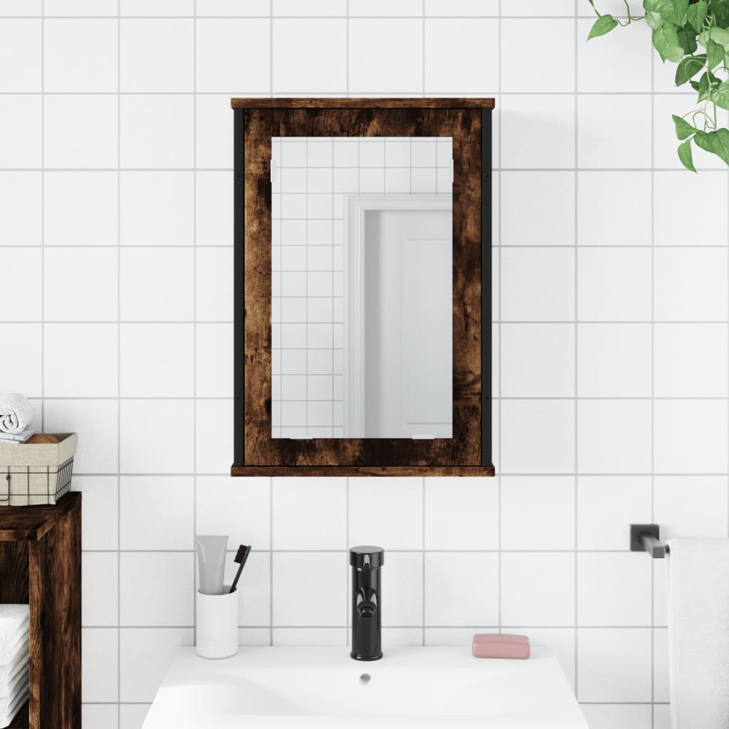 vidaXL Dulap baie cu oglindă stejar fumuriu 42x12x60 cm lemn compozit