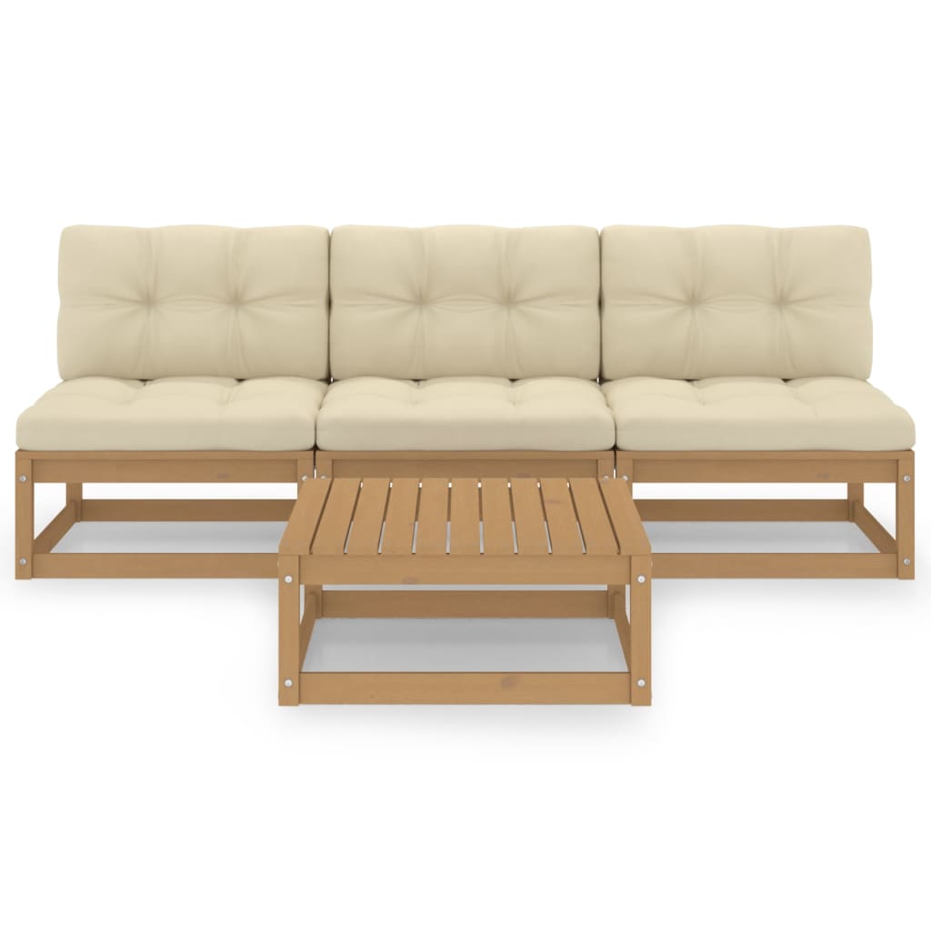 vidaXL Set mobilier de grădină cu perne, 4 piese, lemn masiv pin
