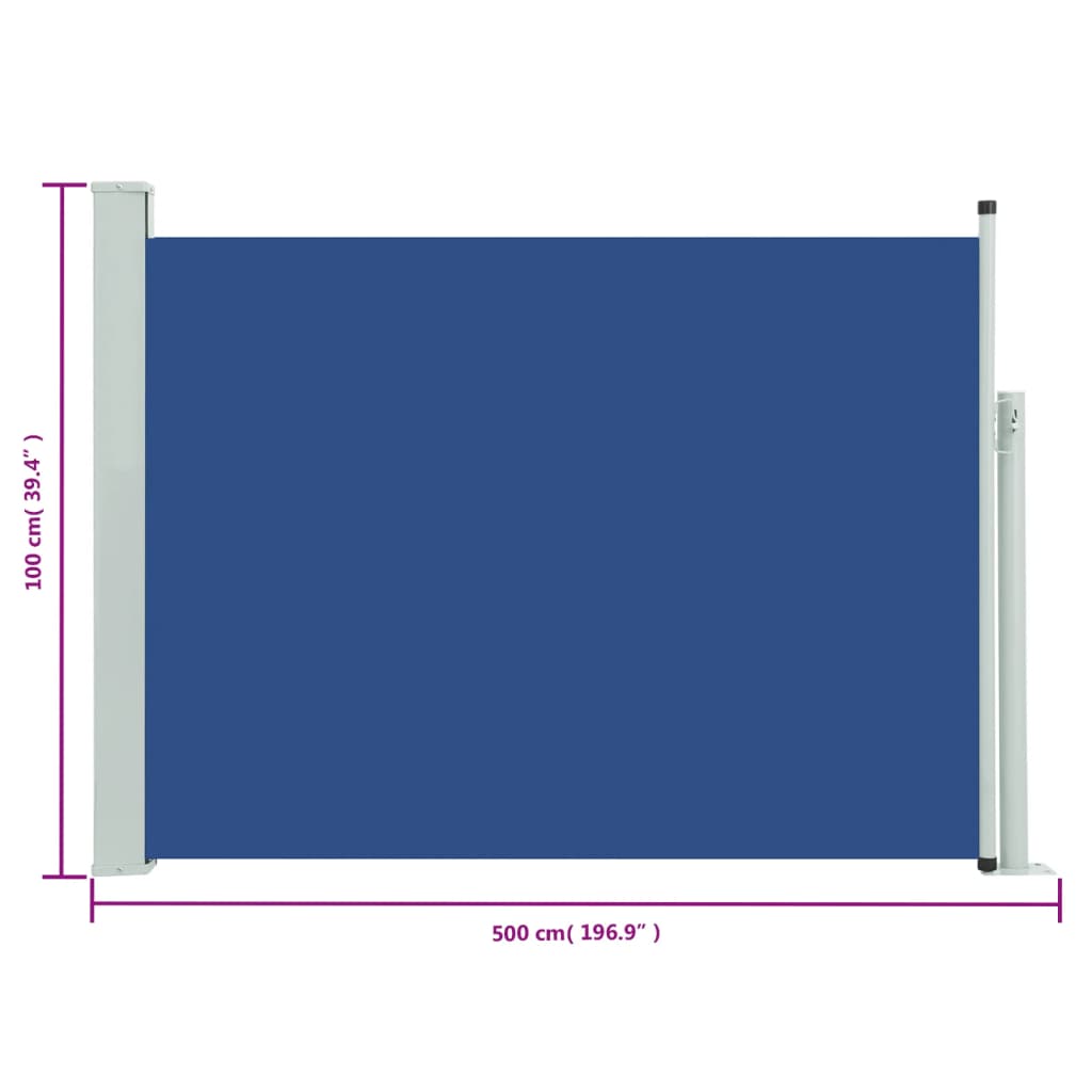 vidaXL Copertină laterală retractabilă terasă, albastru, 100x500 cm