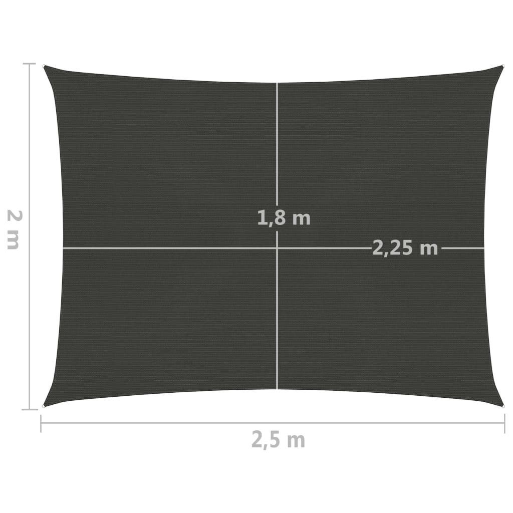 vidaXL Pânză parasolar, antracit, 2 x 2,5 m, 160 g/m², HDPE