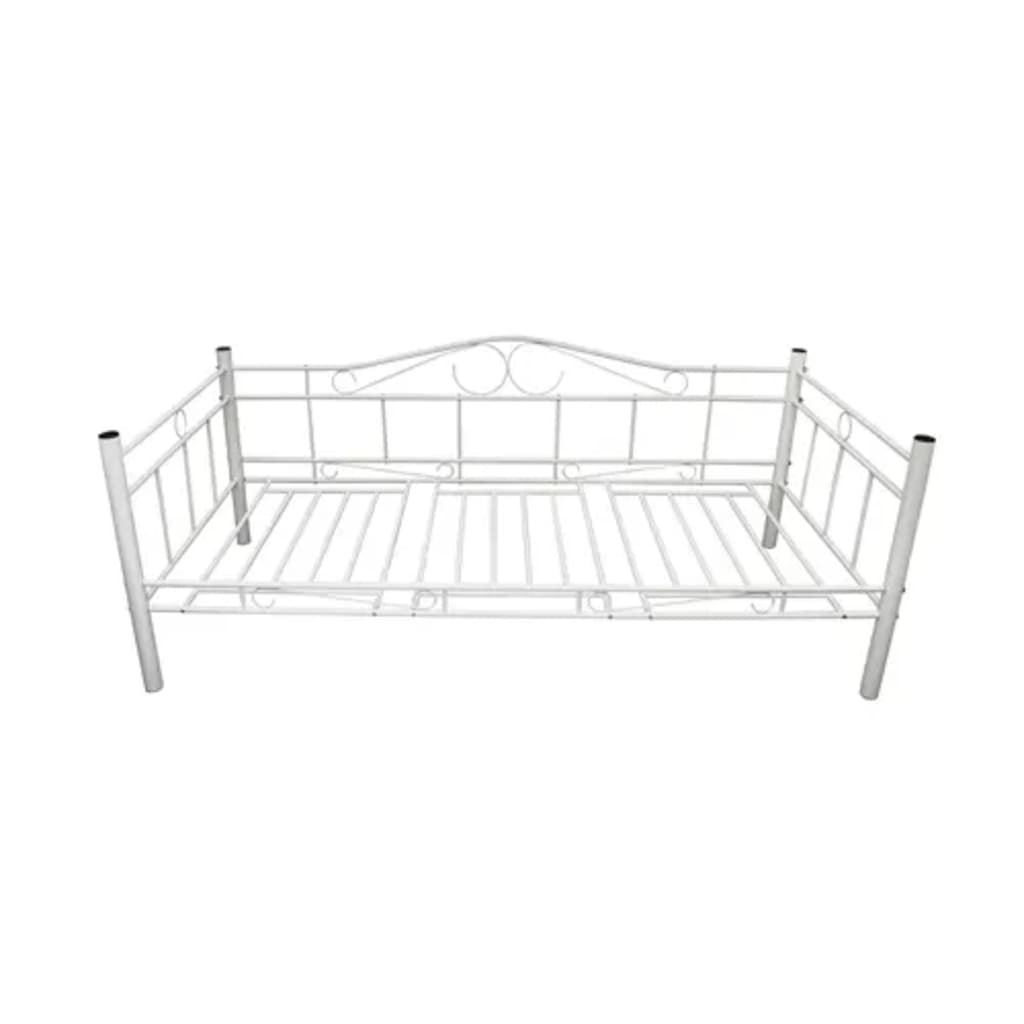 vidaXL Cadru pat de zi, alb, 90x200 cm, metal